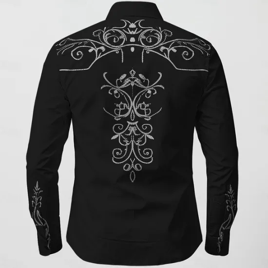Best OUKU Men's Floral Shirt Western Shirt Cowboy Shirt Long Sleeve Vintage Western Style Outdoor Street Casual Daily Fall & Winter Turndown Buttons Print Black