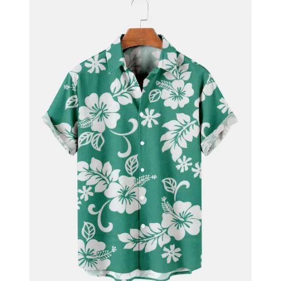 Discount OUKU Men's Floral Tropical Flowers Shirt Summer Hawaiian Shirt Aloha Shirt Short Sleeves Shirt Turndown Tropical Fashion Hawaiian Street Casual Hawaiian Red Blue Purple 3D Print S M L