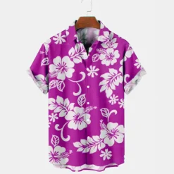 Discount OUKU Men's Floral Tropical Flowers Shirt Summer Hawaiian Shirt Aloha Shirt Short Sleeves Shirt Turndown Tropical Fashion Hawaiian Street Casual Hawaiian Red Blue Purple 3D Print S M L