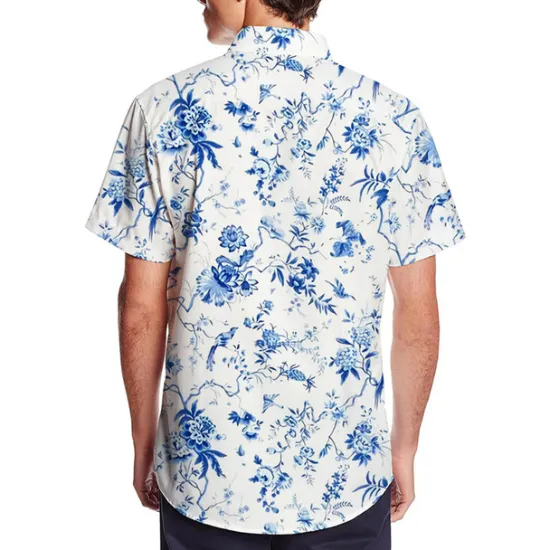 OUKU Men's Floral Tropical Flowers Leaves Shirt Summer Hawaiian Shirt Aloha Shirt Short Sleeves Shirt Turndown Fashion Designer Casual Outdoor Street Casual Yellow Light Green Blue 3D Print S M L