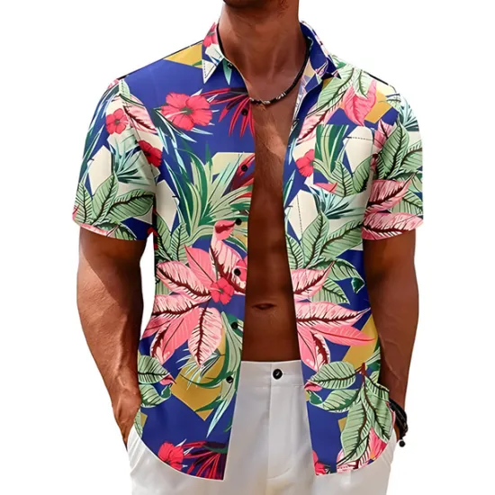 Clearance OUKU Men's Floral Tropical Flowers Shirt Summer Hawaiian Shirt Aloha Shirt Short Sleeves Shirt Turndown Fashion Designer Casual Outdoor Street Casual Black Yellow Red S M L
