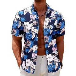 Clearance OUKU Men's Floral Tropical Flowers Shirt Summer Hawaiian Shirt Aloha Shirt Short Sleeves Shirt Turndown Fashion Designer Casual Outdoor Street Casual Black Yellow Red S M L