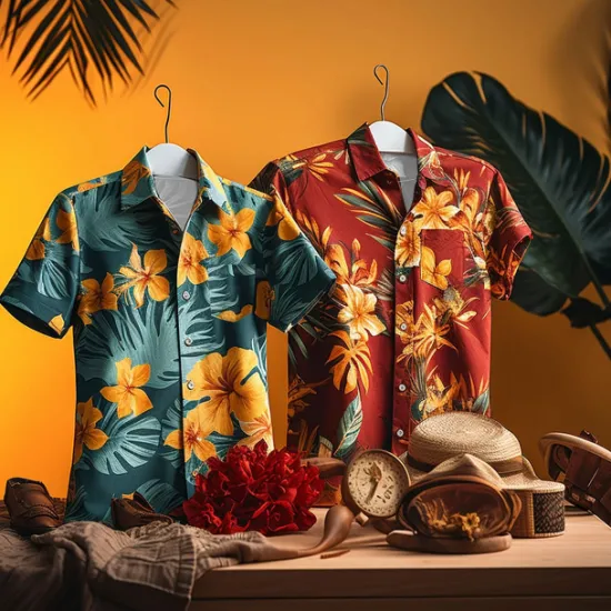 Online OUKU Men's Floral Tropical Flowers Shirt Summer Hawaiian Shirt Aloha Shirt Short Sleeve Shirt Turndown Hawaiian Casual Outdoor Street Casual Daily Burgundy Green S M L