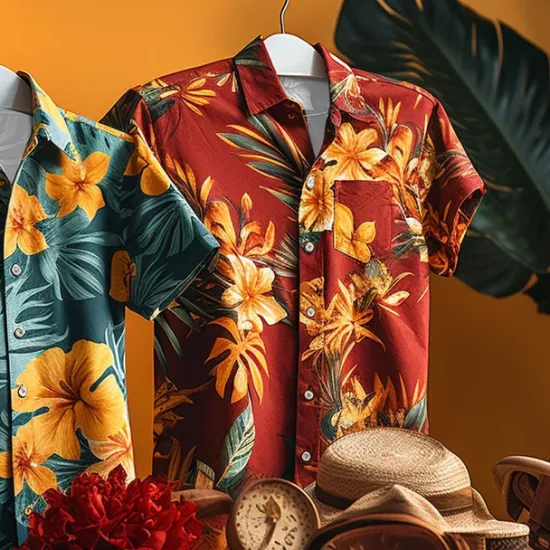 Online OUKU Men's Floral Tropical Flowers Shirt Summer Hawaiian Shirt Aloha Shirt Short Sleeve Shirt Turndown Hawaiian Casual Outdoor Street Casual Daily Burgundy Green S M L