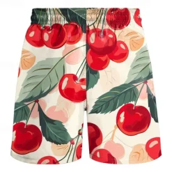 Online OUKU Men's Fruit Cherry Lemon Swim Trunks Swim Shorts Board Shorts Mid Waist Fashion Streetwear Designer Casual Daily Holiday Pocket Drawstring Elastic Waist Designer Clothing Apparel