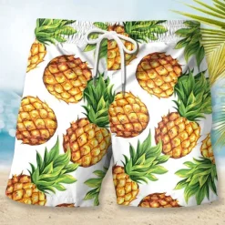 Sale OUKU Men's Fruit Pineapple Watermelon Swim Trunks Swim Shorts Board Shorts Mid Waist Fashion Streetwear Designer Casual Daily Holiday Pocket Drawstring Elastic Waist Designer Clothing Apparel