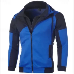 Online OUKU Men's Full Zip Hoodie Hoodie Jacket Zip Up Hoodie Zip Hoodie Sweatshirt Zip Up Hoodies Black White Red Blue Hooded Color Block Zip Up Zipper Pocket Sports & Outdoor Daily Weekend Polyester Vintage