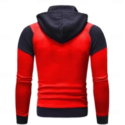 Online OUKU Men's Full Zip Hoodie Hoodie Jacket Zip Up Hoodie Zip Hoodie Sweatshirt Zip Up Hoodies Black White Red Blue Hooded Color Block Zip Up Zipper Pocket Sports & Outdoor Daily Weekend Polyester Vintage