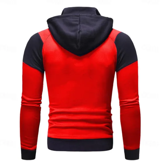 Online OUKU Men's Full Zip Hoodie Hoodie Jacket Zip Up Hoodie Zip Hoodie Sweatshirt Zip Up Hoodies Black White Red Blue Hooded Color Block Zip Up Zipper Pocket Sports & Outdoor Daily Weekend Polyester Vintage
