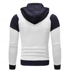 Online OUKU Men's Full Zip Hoodie Hoodie Jacket Zip Up Hoodie Zip Hoodie Sweatshirt Zip Up Hoodies Black White Red Blue Hooded Color Block Zip Up Zipper Pocket Sports & Outdoor Daily Weekend Polyester Vintage
