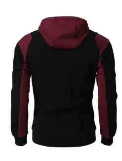 Online OUKU Men's Full Zip Hoodie Sweat Jacket Jacket Black White Wine Red Blue Hooded Graphic Color Block Zipper Casual Cool Casual Big and Tall Winter Spring & Fall Clothing Apparel Hoodies Sweatshirts Long