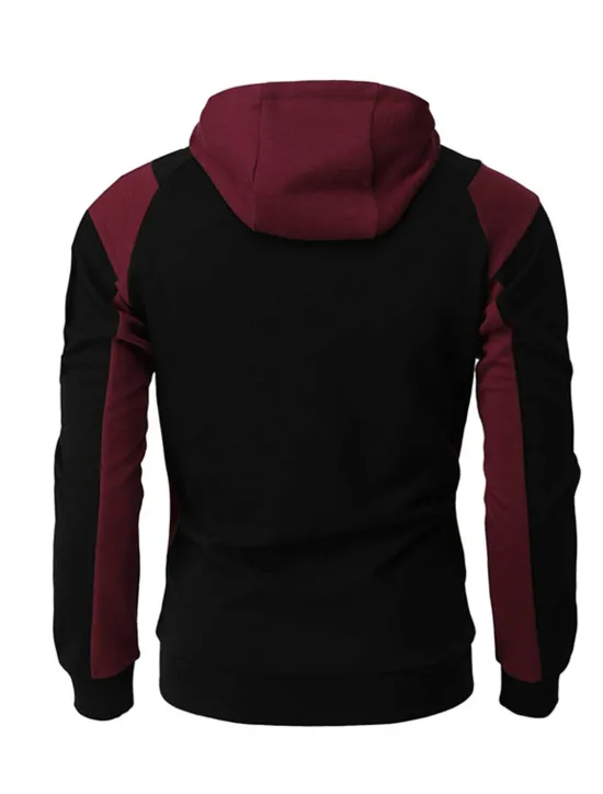 Online OUKU Men's Full Zip Hoodie Sweat Jacket Jacket Black White Wine Red Blue Hooded Graphic Color Block Zipper Casual Cool Casual Big and Tall Winter Spring & Fall Clothing Apparel Hoodies Sweatshirts Long