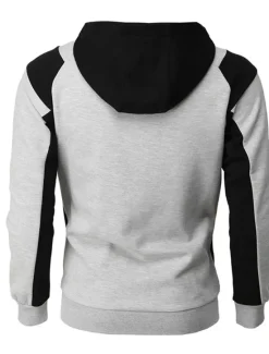 Online OUKU Men's Full Zip Hoodie Sweat Jacket Jacket Black White Wine Red Blue Hooded Graphic Color Block Zipper Casual Cool Casual Big and Tall Winter Spring & Fall Clothing Apparel Hoodies Sweatshirts Long