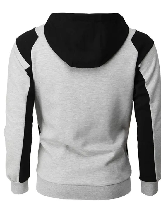 Online OUKU Men's Full Zip Hoodie Sweat Jacket Jacket Black White Wine Red Blue Hooded Graphic Color Block Zipper Casual Cool Casual Big and Tall Winter Spring & Fall Clothing Apparel Hoodies Sweatshirts Long