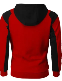 Online OUKU Men's Full Zip Hoodie Sweat Jacket Jacket Black White Wine Red Blue Hooded Graphic Color Block Zipper Casual Cool Casual Big and Tall Winter Spring & Fall Clothing Apparel Hoodies Sweatshirts Long
