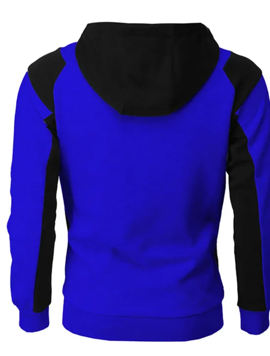 Online OUKU Men's Full Zip Hoodie Sweat Jacket Jacket Black White Wine Red Blue Hooded Graphic Color Block Zipper Casual Cool Casual Big and Tall Winter Spring & Fall Clothing Apparel Hoodies Sweatshirts Long