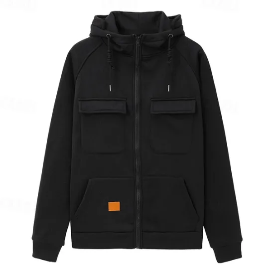 Sale OUKU Men's Full Zip Hoodie Zip Up Hoodie Tactical Hoodie Black Wine Army Green Khaki Dark Gray Hooded Plain Zip Up Pocket Sports & Outdoor Daily Holiday Polyester Streetwear Basic Casual Spring & Fall