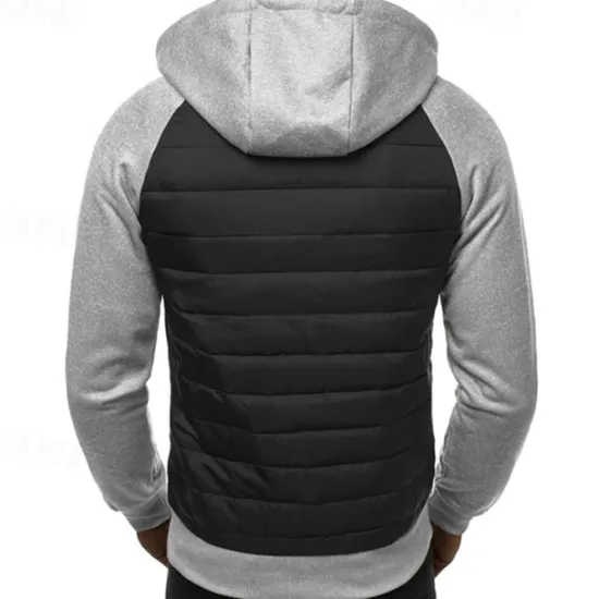 Outlet OUKU Men's Full Zip Hoodie Zip Up Hoodie Black Dark Gray Gray Hooded Color Block Zip Up Patchwork Pocket Sports & Outdoor Daily Holiday Polyester Streetwear Basic Casual Fall & Winter Clothing Apparel
