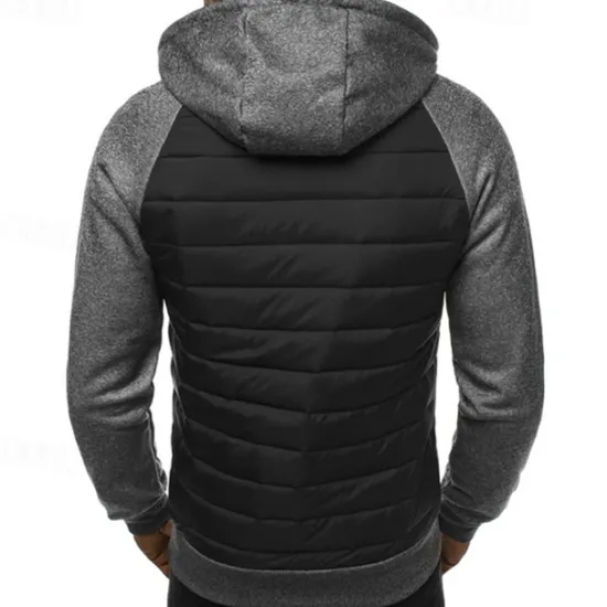Outlet OUKU Men's Full Zip Hoodie Zip Up Hoodie Black Dark Gray Gray Hooded Color Block Zip Up Patchwork Pocket Sports & Outdoor Daily Holiday Polyester Streetwear Basic Casual Fall & Winter Clothing Apparel