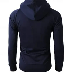 Online OUKU Men's Full Zip Hoodie Zip Up Hoodie Fleece Hoodie Black Wine Army Green Navy Blue Khaki Hooded Plain Zip Up Pocket Sports & Outdoor Daily Holiday Polyester Streetwear Basic Casual Fall & Winter