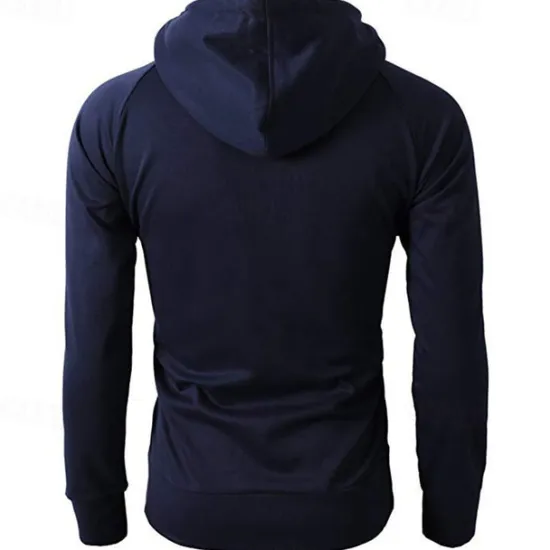 Online OUKU Men's Full Zip Hoodie Zip Up Hoodie Fleece Hoodie Black Wine Army Green Navy Blue Khaki Hooded Plain Zip Up Pocket Sports & Outdoor Daily Holiday Polyester Streetwear Basic Casual Fall & Winter