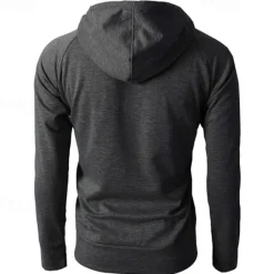 Online OUKU Men's Full Zip Hoodie Zip Up Hoodie Fleece Hoodie Black Wine Army Green Navy Blue Khaki Hooded Plain Zip Up Pocket Sports & Outdoor Daily Holiday Polyester Streetwear Basic Casual Fall & Winter