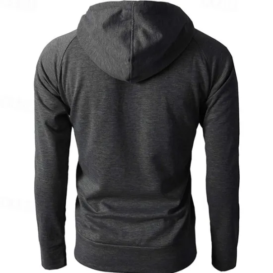 Online OUKU Men's Full Zip Hoodie Zip Up Hoodie Fleece Hoodie Black Wine Army Green Navy Blue Khaki Hooded Plain Zip Up Pocket Sports & Outdoor Daily Holiday Polyester Streetwear Basic Casual Fall & Winter