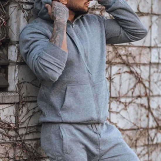 Discount OUKU Men's Full Zip Hoodie Zip Up Hoodie Pink Blue Gray Hooded Plain Zip Up Sports & Outdoor Daily Holiday Polyester Streetwear Cool Casual Spring & Fall Clothing Apparel Hoodies Sweatshirts Long Sleeve
