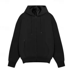 OUKU Men's Full Zip Hoodie Zip Up Hoodie Fleece Hoodie Black Navy Blue Khaki Light Grey Hooded Plain Zip Up Pocket Sports & Outdoor Daily Holiday Polyester Streetwear Basic Casual Fall & Winter Clothing