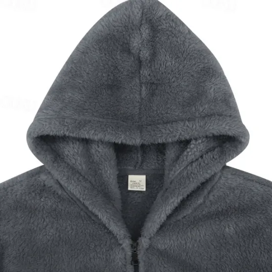 Sale OUKU Men's Full Zip Hoodie Zip Up Hoodie Fleece Jacket Fleece Hoodie Black Navy Blue Khaki Gray Hooded Plain Zip Up Patchwork Sports & Outdoor Casual Daily Polyester Streetwear Casual Fall & Winter