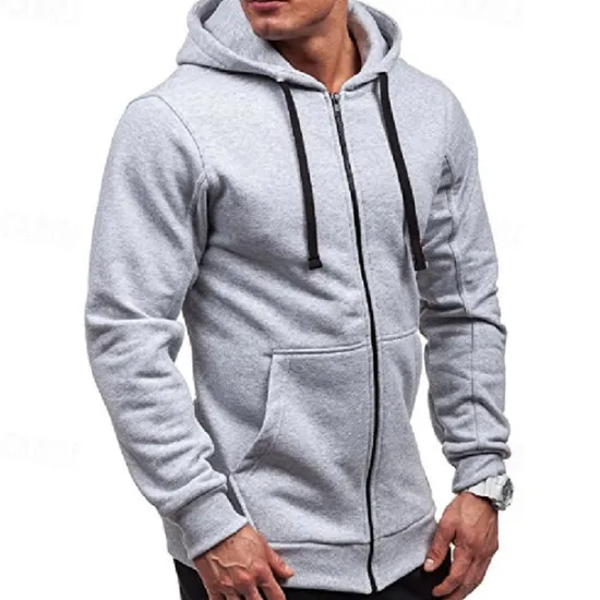 Clearance OUKU Men's Full Zip Hoodie Zip Up Hoodie Black Wine Navy Blue Light Grey Dark Gray Hooded Plain Zip Up Patchwork Pocket Sports & Outdoor Daily Holiday Polyester Streetwear Basic Casual Spring & Fall