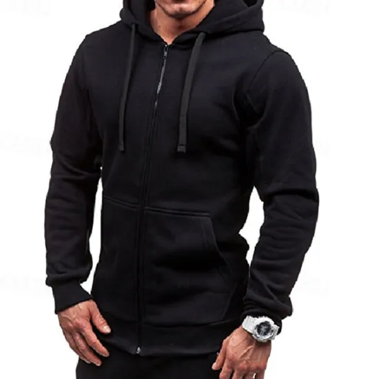 Clearance OUKU Men's Full Zip Hoodie Zip Up Hoodie Black Wine Navy Blue Light Grey Dark Gray Hooded Plain Zip Up Patchwork Pocket Sports & Outdoor Daily Holiday Polyester Streetwear Basic Casual Spring & Fall