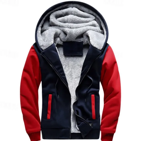 Sale OUKU Men's Full Zip Hoodie Zip Up Hoodie Fleece Jacket Black Blue Light Grey Dark Gray Hooded Color Block Zip Up Patchwork Pocket Sports & Outdoor Daily Holiday Polyester Streetwear Basic Casual Fall