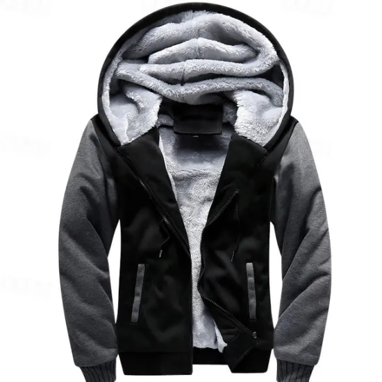 Sale OUKU Men's Full Zip Hoodie Zip Up Hoodie Fleece Jacket Black Blue Light Grey Dark Gray Hooded Color Block Zip Up Patchwork Pocket Sports & Outdoor Daily Holiday Polyester Streetwear Basic Casual Fall