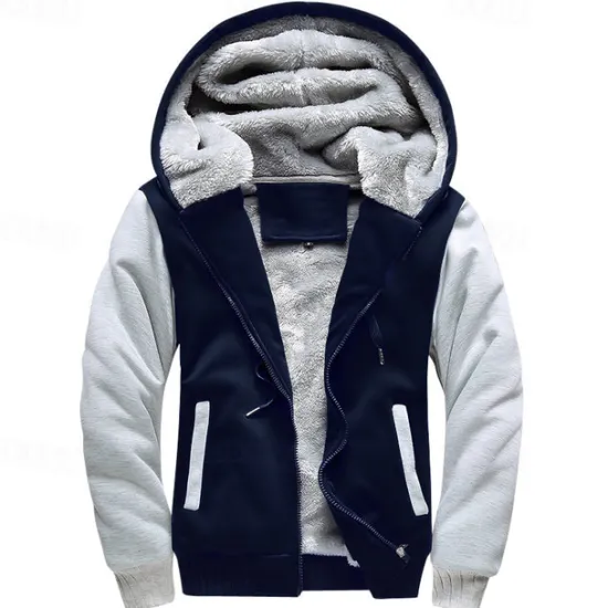 Sale OUKU Men's Full Zip Hoodie Zip Up Hoodie Fleece Jacket Black Blue Light Grey Dark Gray Hooded Color Block Zip Up Patchwork Pocket Sports & Outdoor Daily Holiday Polyester Streetwear Basic Casual Fall