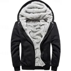 Sale OUKU Men's Full Zip Hoodie Zip Up Hoodie Fleece Jacket Black Blue Light Grey Dark Gray Hooded Color Block Zip Up Patchwork Pocket Sports & Outdoor Daily Holiday Polyester Streetwear Basic Casual Fall