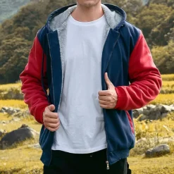 Sale OUKU Men's Full Zip Hoodie Zip Up Hoodie Fleece Jacket Black Blue Light Grey Dark Gray Hooded Color Block Zip Up Patchwork Pocket Sports & Outdoor Daily Holiday Polyester Streetwear Basic Casual Fall