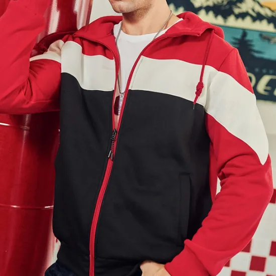 Hot OUKU Men's Full Zip Hoodie Zip Up Hoodie White Red Blue Khaki Hooded Color Block Zip Up Patchwork Pocket Sports & Outdoor Daily Holiday Polyester Streetwear Basic Casual Fall & Winter Clothing Apparel