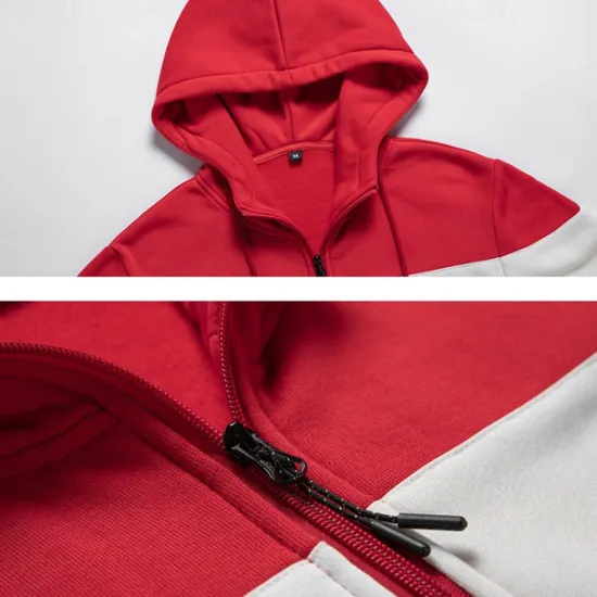 Hot OUKU Men's Full Zip Hoodie Zip Up Hoodie White Red Blue Khaki Hooded Color Block Zip Up Patchwork Pocket Sports & Outdoor Daily Holiday Polyester Streetwear Basic Casual Fall & Winter Clothing Apparel