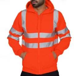 Outlet OUKU Men's Full Zip Hoodie Zip Up Hoodie Black Yellow Orange Green Hooded Color Block Zip Up Patchwork Sports & Outdoor Daily Holiday Cotton Streetwear Basic Casual Spring & Fall Clothing Apparel Hoodies