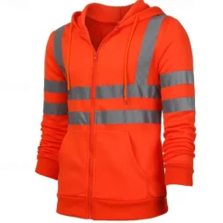 Outlet OUKU Men's Full Zip Hoodie Zip Up Hoodie Black Yellow Orange Green Hooded Color Block Zip Up Patchwork Sports & Outdoor Daily Holiday Cotton Streetwear Basic Casual Spring & Fall Clothing Apparel Hoodies