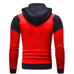 Clearance OUKU Men's Full Zip Hoodie Zip Up Hoodie Fleece Hoodie White Red Blue Gray Hooded Color Block Zip Up Patchwork Pocket Sports & Outdoor Daily Holiday Polyester Streetwear Basic Casual Fall & Winter