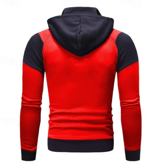 Clearance OUKU Men's Full Zip Hoodie Zip Up Hoodie Fleece Hoodie White Red Blue Gray Hooded Color Block Zip Up Patchwork Pocket Sports & Outdoor Daily Holiday Polyester Streetwear Basic Casual Fall & Winter