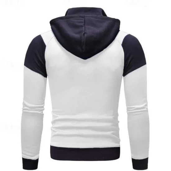 Clearance OUKU Men's Full Zip Hoodie Zip Up Hoodie Fleece Hoodie White Red Blue Gray Hooded Color Block Zip Up Patchwork Pocket Sports & Outdoor Daily Holiday Polyester Streetwear Basic Casual Fall & Winter