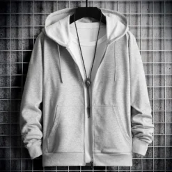 Discount OUKU Men's Full Zip Hoodie Zip Up Hoodie Black Red Gray Hooded Plain Zip Up Patchwork Sports & Outdoor Daily Holiday Polyester Streetwear Basic Casual Spring & Fall Clothing Apparel Hoodies Sweatshirts