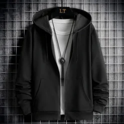 Discount OUKU Men's Full Zip Hoodie Zip Up Hoodie Black Red Gray Hooded Plain Zip Up Patchwork Sports & Outdoor Daily Holiday Polyester Streetwear Basic Casual Spring & Fall Clothing Apparel Hoodies Sweatshirts