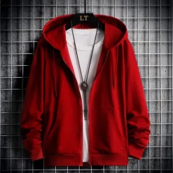 Discount OUKU Men's Full Zip Hoodie Zip Up Hoodie Black Red Gray Hooded Plain Zip Up Patchwork Sports & Outdoor Daily Holiday Polyester Streetwear Basic Casual Spring & Fall Clothing Apparel Hoodies Sweatshirts