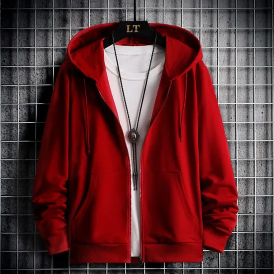 Discount OUKU Men's Full Zip Hoodie Zip Up Hoodie Black Red Gray Hooded Plain Zip Up Patchwork Sports & Outdoor Daily Holiday Polyester Streetwear Basic Casual Spring & Fall Clothing Apparel Hoodies Sweatshirts