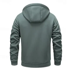 OUKU Men's Full Zip Hoodie Zip Up Hoodie Fuzzy Sherpa Fleece Jacket Fleece Hoodie Yellow Army Green Khaki Dark Gray Hooded Plain Zip Up Zipper Pocket Sports & Outdoor Daily Weekend Polyester Vintage Cool