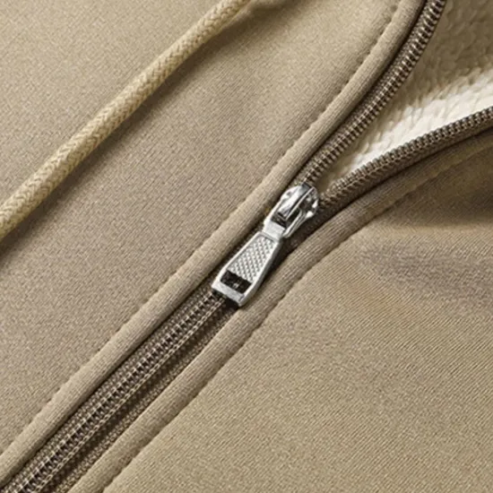 OUKU Men's Full Zip Hoodie Zip Up Hoodie Fuzzy Sherpa Fleece Jacket Fleece Hoodie Yellow Army Green Khaki Dark Gray Hooded Plain Zip Up Zipper Pocket Sports & Outdoor Daily Weekend Polyester Vintage Cool